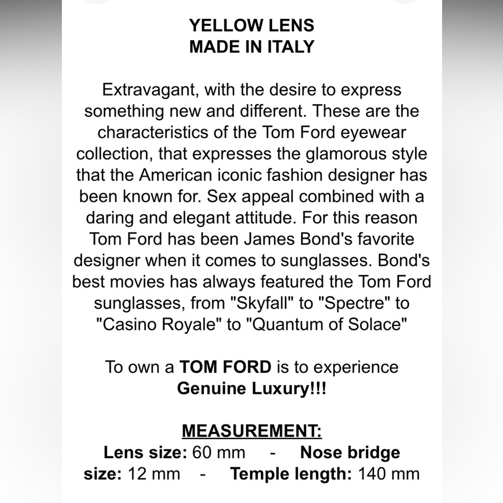 Tom Ford Black Frame Sunglasses with Amber Lenses - Picture 3 of 9